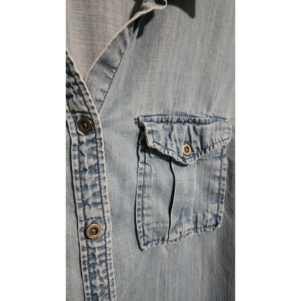 Philosophy Women's Button-Up Blue Chambray Tunic Dress 100% Tencel Medium - Picture 3 of 4